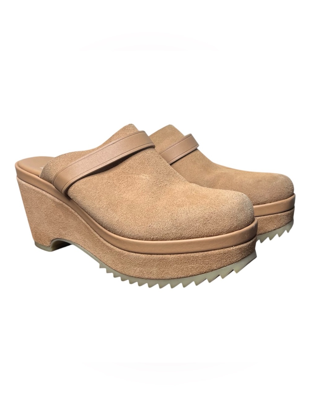 Pedro Garcia Tan Suede Fabia Platform Clog Mules in Camel Castoro